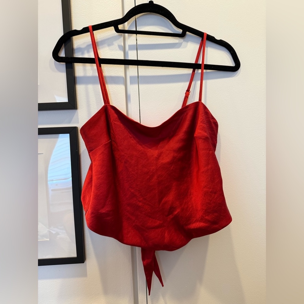 Aritzia Red Tie Back Top
